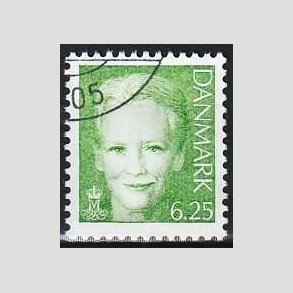 FRIMRKER DANMARK | 2003 - AFA 1339 - Dronning Margrethe - 6,25 Kr. grn - Pnt hjrnestemplet