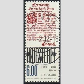 FRIMRKER DANMARK | 2011 - AFA 1647 - Hjesteret 350 r. - 6,00 Kr. flerfarvet - Lux Stemplet Rnne