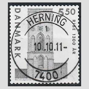 FRIMRKER DANMARK | 2010 - AFA 1614E - Ribe 1300 r. - 5,50 Kr. grsort - Pragt Stemplet Herning