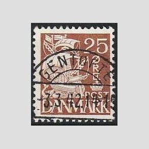 FRIMRKER DANMARK | 1937-40 - AFA 214a - Karavel 25 re brun Type II - Pragt Stemplet Gentofte