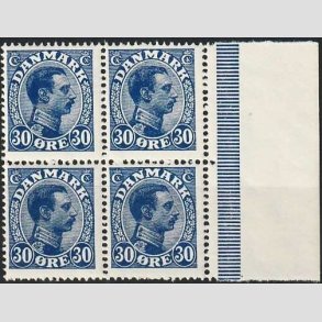 FRIMRKER DANMARK | 1925-26 - AFA 149 - Chr. X - 30 re bl i 4-blok - Postfrisk