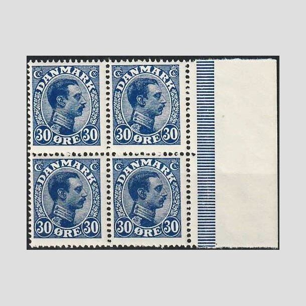 FRIMRKER DANMARK | 1925-26 - AFA 149 - Chr. X - 30 re bl i 4-blok - Postfrisk