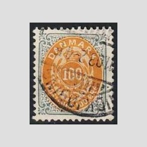 FRIM�RKER DANMARK | 1902 - AFA 31C - Tofarvede �rem�rker - 100 �re gr�/gul - Stemplet