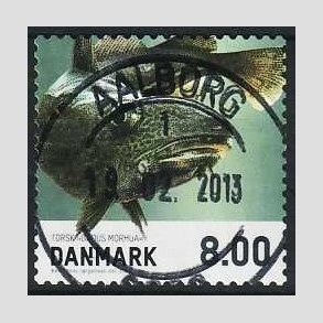 FRIM�RKER DANMARK | 2013 - AFA 1727 - Fisk - 8,00 Kr. torsk - Pragt Stemplet Aalborg