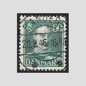 FRIMRKER DANMARK | 1944 - AFA 284 - Chr. X 60 re blgrn - Lux Stemplet Randers