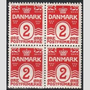 FRIMRKER DANMARK | 1913-14 - AFA 78 - Blgelinie - 2 re rd type I i 4-blok - Postfrisk