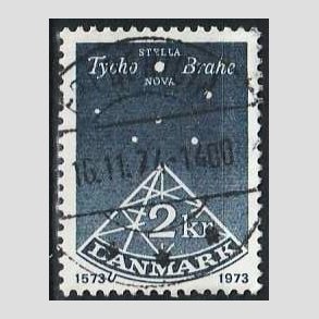 FRIM�RKER DANMARK | 1973 - AFA 551 - De Stella Nova - 2 Kr. bl� - Pragt Stemplet Fredericia