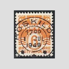 FRIM�RKER DANMARK | 1940 - AFA 254 - B�lgelinie 6 �re orangegul - Lux Stemplet Roskilde