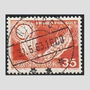 FRIM�RKER DANMARK | 1963 - AFA 412 - FAO anti-hunger - 35 �re brunr�d - Lux Stemplet Nyborg
