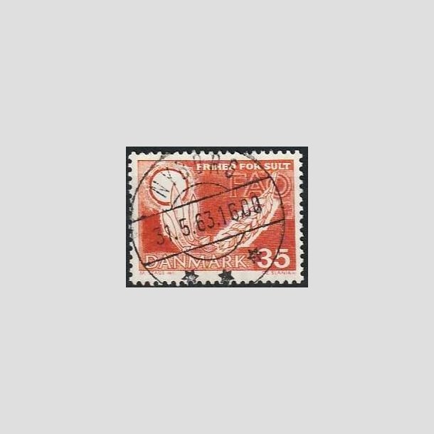 FRIMRKER DANMARK | 1963 - AFA 412 - FAO anti-hunger - 35 re brunrd - Lux Stemplet Nyborg