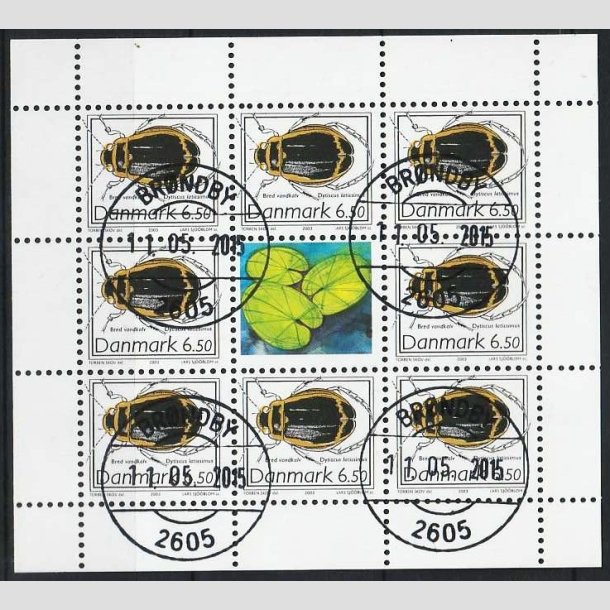 FRIMRKER DANMARK | 2003 - AFA 1353 (SMARK NR. 14) - Sjldne insekter - 6,50 kr. flerfarvet x 8 samt vignet - Pragt stemplet