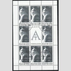 FRIM�RKER DANMARK | 2003 - AFA 1351 (SM�ARK NR. 12) - Plakatkunst - 5,50 kr. st�lgr� x 8 samt vignet - Pragt stemplet 