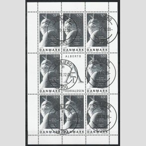 FRIM�RKER DANMARK | 2003 - AFA 1351 (SM�ARK NR. 12) - Plakatkunst - 5,50 kr. st�lgr� x 8 samt vignet - Pragt stemplet 