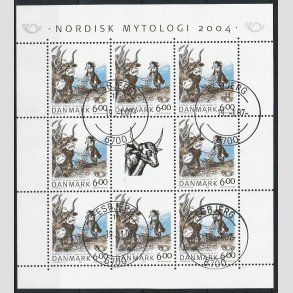 FRIM�RKER DANMARK | 2004 - AFA 1385 (SM�ARK NR. 17) - Nordisk Mytologi - 6,00 kr. flerfarvet x 8 + vignet - P�nt stemplet