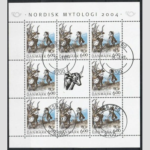 FRIMRKER DANMARK | 2004 - AFA 1385 (SMARK NR. 17) - Nordisk Mytologi - 6,00 kr. flerfarvet x 8 + vignet - Pnt stemplet