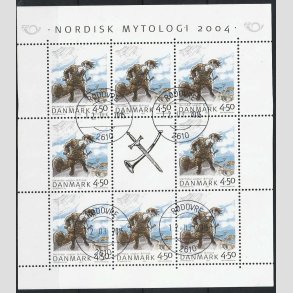 FRIM�RKER DANMARK | 2004 - AFA 1384 (SM�ARK NR. 16) - Nordisk Mytologi - 4,50 kr. flerfarvet x 8 + vignet - P�nt Stemplet