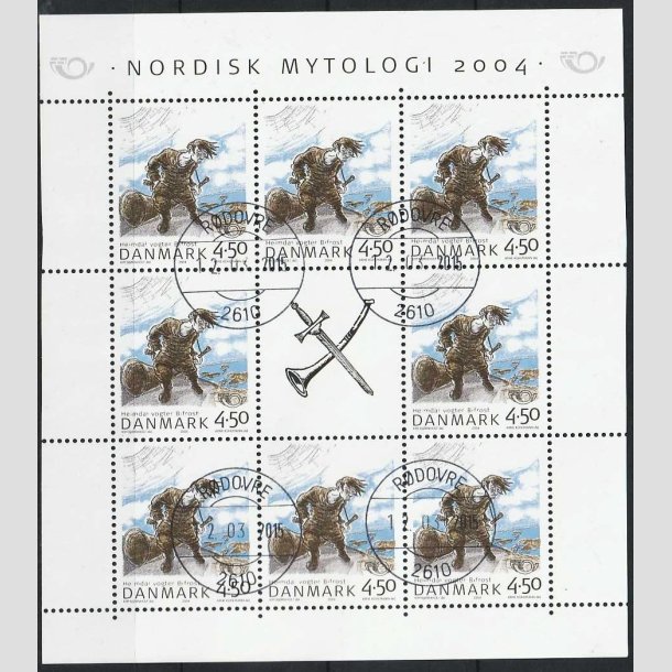 FRIMRKER DANMARK | 2004 - AFA 1384 (SMARK NR. 16) - Nordisk Mytologi - 4,50 kr. flerfarvet x 8 + vignet - Pnt Stemplet