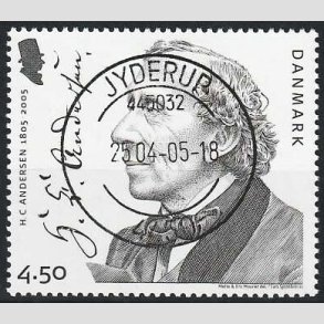 FRIM�RKER DANMARK | 2005 - AFA 1422 - H. C. Andersen - 4,50 Kr. portr�t - Pragt Stemplet Jyderup