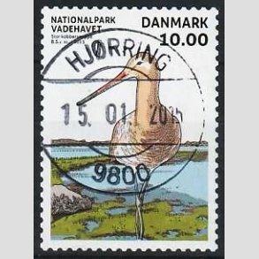 FRIM�RKER DANMARK | 2015 - AFA 1807 - Nationalpark Vadehavet - 10,00 Kr. kobbersneppe - Pragt Stemplet Hj�rring