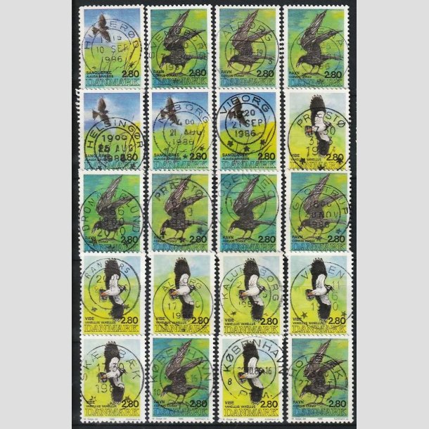 FRIMRKER DANMARK | 1986 - AFA 867 mv. - Danske fugle - 2,80 Kr. flerfarvet x 20 stk. - Pragt Stemplet