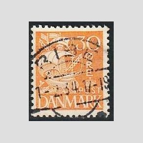 FRIM�RKER DANMARK | 1933 - AFA 206 - Karavel 30 �re orangegul Type I - Pragt Stemplet Ribe