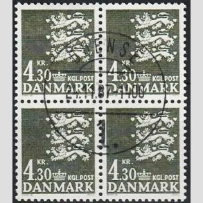 FRIMRKER DANMARK | 1984 - AFA 793 - Rigsvben 4,30 Kr. sortgrn i 4-blok - Pragt Stemplet Odense