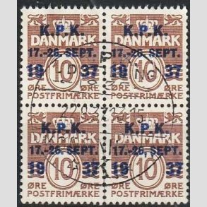 FRIMRKER DANMARK | 1937 - AFA 243 - K.P.K i 4-blok - Pragt Stemplet