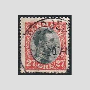 FRIMRKER DANMARK | 1918-20 - AFA 102 - Chr. X 27 re rd/sort - Stemplet