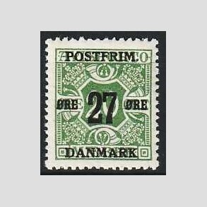 FRIMRKER DANMARK | 1918 - AFA 90 - 27 re/20 re grn provisorium - Postfrisk