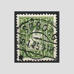 FRIM�RKER DANMARK | 1924 - AFA 134 - Postjubil�um 10 �re gr�n - Lux Stemplet S�borg