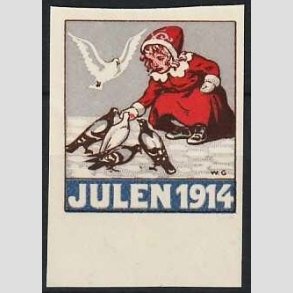 JULEM�RKER DANMARK | 1914 - Barn og Duer - Pr�vetryk UTAKKET - Postfrisk