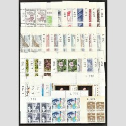 FRIMRKER DANMARK | MARGINAL BLOKKE | Billedmrker - Lot med 62 stk. forskellige marginal 4-blokke - Postfrisk