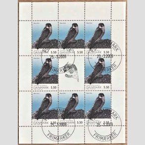 FRIM�RKER DANMARK | 2009 - AFA 1572 (SM�ARK NR. 36) - Danmarks Natur II. - 5,50 kr. flerfarvet x 8 samt vignet - Pragt stemplet 