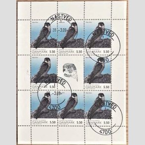 FRIM�RKER DANMARK | 2009 - AFA 1572 (SM�ARK NR. 36) - Danmarks Natur II. - 5,50 kr. flerfarvet x 8 samt vignet - Pragt stemplet N�stved