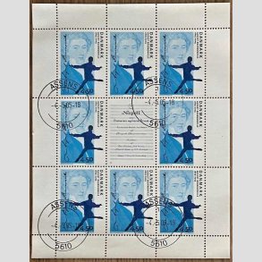 FRIM�RKER DANMARK | 2005 - AFA 1432 (SM�ARK NR. 22) - August Bournonville - 4,50 kr. flerfarvet x 8 samt vignet - Pragt stemplet Assens