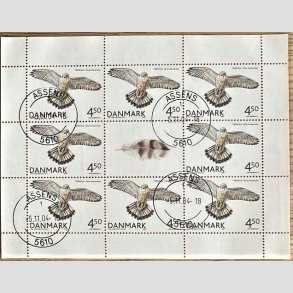 FRIM�RKER DANMARK | 2004 - AFA 1409 (SM�ARK NR. 18) - Rovfugle i Danmark - 4,50 kr. x 8 samt vignet - Pragt stemplet