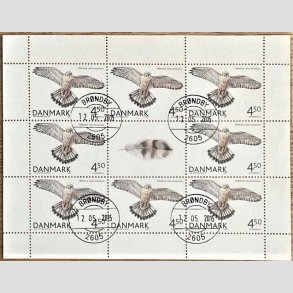 FRIM�RKER DANMARK | 2004 - AFA 1409 (SM�ARK NR. 18) - Rovfugle i Danmark - 4,50 kr. x 8 samt vignet - Pragt stemplet