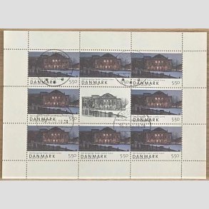 FRIM�RKER DANMARK | 2008 - AFA 1526 (SM�ARK NR. 33) - Den danske nationalscene - 5,50 kr. x 8 samt vignet - Pragt stemplet
