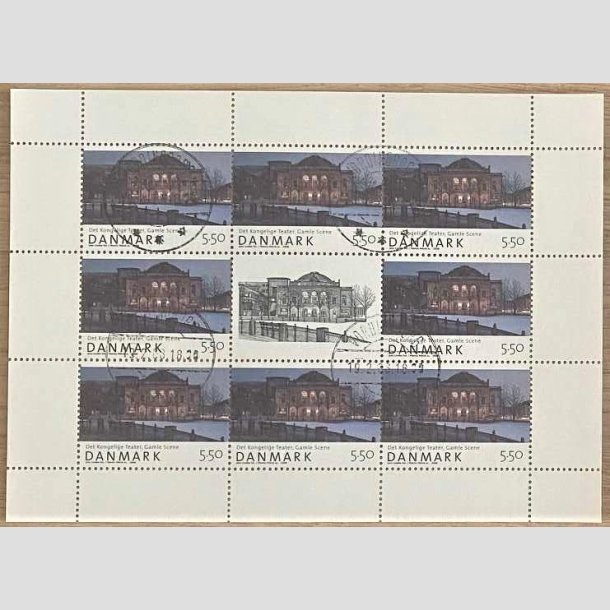 FRIMRKER DANMARK | 2008 - AFA 1526 (SMARK NR. 33) - Den danske nationalscene - 5,50 kr. x 8 samt vignet - Pragt stemplet