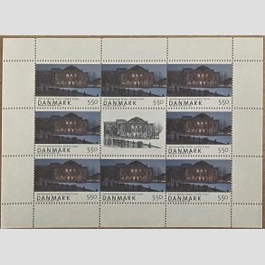 FRIM�RKER DANMARK | 2008 - AFA 1526 (SM�ARK NR. 33) - Den danske nationalscene - 5,50 kr. x 8 samt vignet - Postfrisk