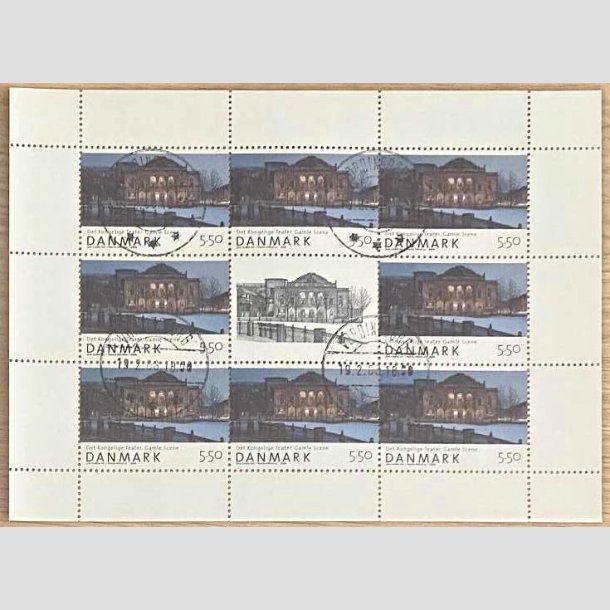 FRIMRKER DANMARK | 2008 - AFA 1526 (SMARK NR. 33) - Den danske nationalscene - 5,50 kr. x 8 samt vignet - Pragt stemplet