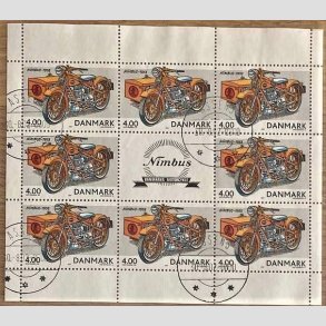 FRIM�RKER DANMARK | 2002 - AFA 1321 (SM�ARK NR. 6) - Postk�ret�jer, Nimbus. - 4,00 kr. x 8 samt vignet - Pragt stemplet