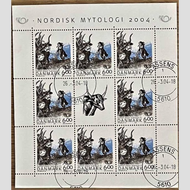 FRIMRKER DANMARK | 2004 - AFA 1385 (SMARK NR. 17) - Nordisk Mytologi - 6,00 kr. flerfarvet x 8 + vignet - Pnt stemplet