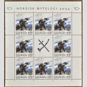 FRIM�RKER DANMARK | 2004 - AFA 1384 (SM�ARK NR. 16) - Nordisk Mytologi - 4,50 kr. flerfarvet x 8 + vignet - Postfrisk