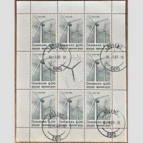 FRIM�RKER DANMARK | 2007 - AFA 1494 (SM�ARK NR. 30) - Danske vindm�ller - 6,00 kr. x 8 samt vignet - P�nt stemplet