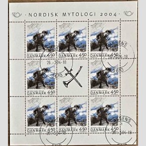FRIM�RKER DANMARK | 2004 - AFA 1384 (SM�ARK NR. 16) - Nordisk Mytologi - 4,50 kr. flerfarvet x 8 + vignet - P�nt Stemplet