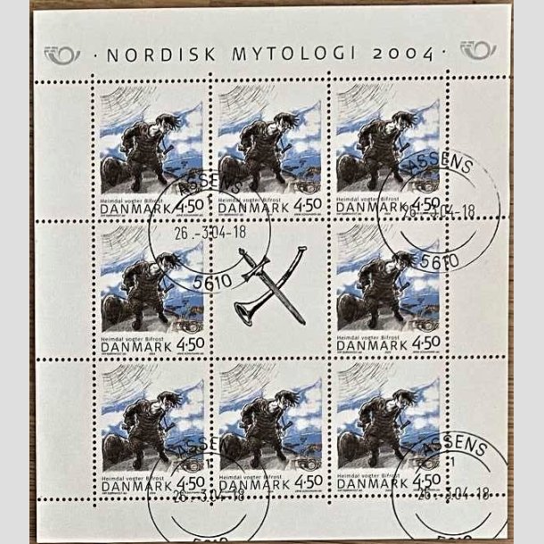 FRIMRKER DANMARK | 2004 - AFA 1384 (SMARK NR. 16) - Nordisk Mytologi - 4,50 kr. flerfarvet x 8 + vignet - Pnt Stemplet