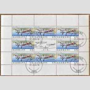 FRIM�RKER DANMARK | 2006 - AFA 1479 (SM�ARK NR. 27) - Ellehammers f�rste flyvning - 4,75 kr. flerfarvet x 8 samt vignet - P�nt stemplet