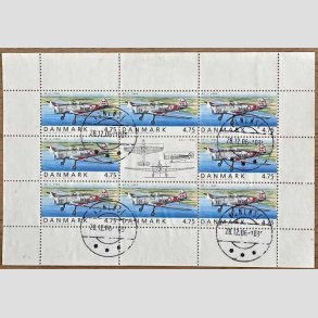 FRIM�RKER DANMARK | 2006 - AFA 1479 (SM�ARK NR. 27) - Ellehammers f�rste flyvning - 4,75 kr. flerfarvet x 8 samt vignet - P�nt stemplet