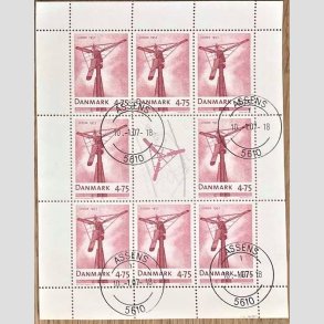 FRIM�RKER DANMARK | 2007 - AFA 1493 (SM�ARK NR. 29) - Danske vindm�ller - 4,75 kr. flerfarvet x 8 samt vignet - P�nt stemplet